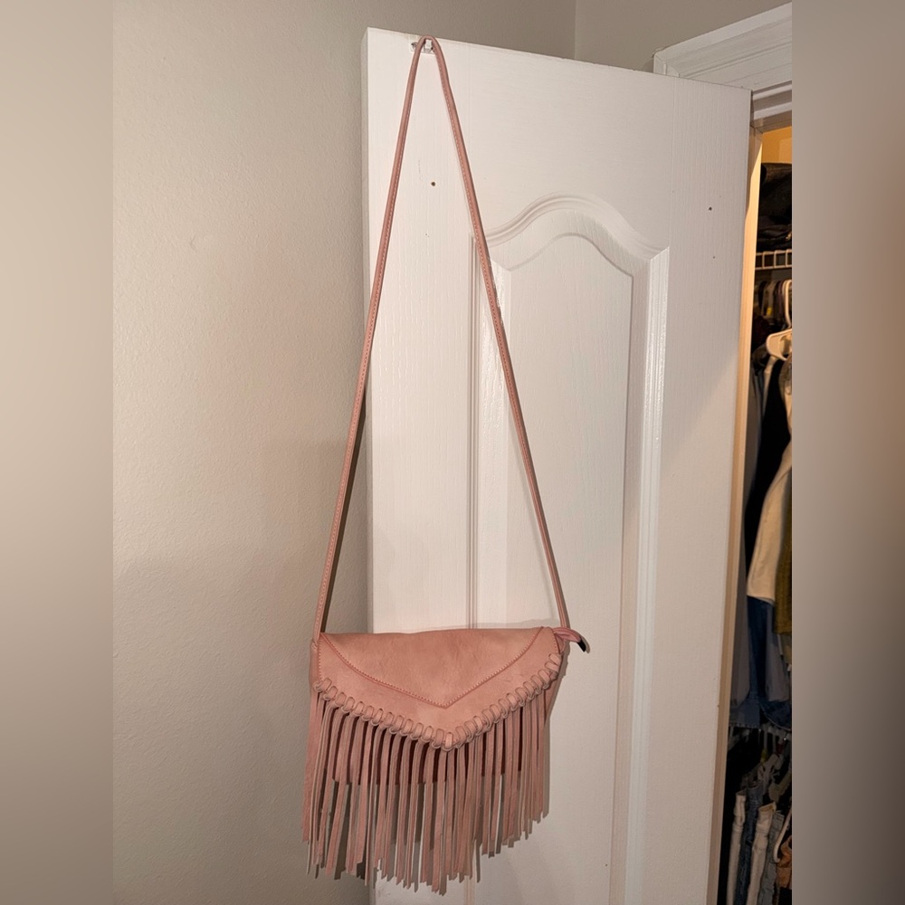 Women's Pink Fringe Crossbody Bag